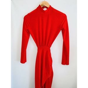 Missguided Women’s Red Bodycut Dress Open Back 4